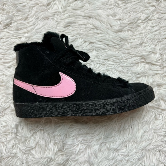 Black Nike High Tops | Pink Swoosh | Fuzzy Fur Inside Slipper - Picture 5 of 12